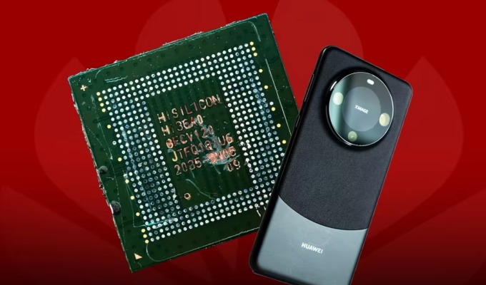 Chip Kirin 9000S bên trong mẫu Mate 60 Pro. Ảnh:TechInsights/FT
