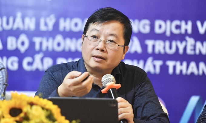 Ông Nguyễn Thanh Lâm, Thứ trưởng bộ Thông tin và Truyền thông tại Hội thảo về công tác quản lý dịch vụ phát thanh truyền hình, diễn ra ở TP HCM ngày 13/10.