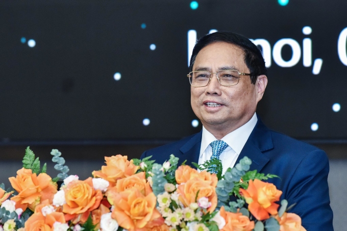 Thủ tướng Phạm Minh Chính tại diễn đàn High-tech Business Forum chiều 2/11. Ảnh: Giang Huy
