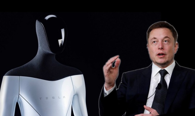 Nguyên mẫu robot hình người Optimus của Tesla và Elon Musk. Ảnh:Tesla/Reuters